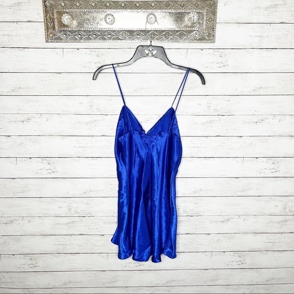 Victorias Secret Vintage Gold Label Blue Button Up Romper Slip Dress Medium - Picture 5 of 10